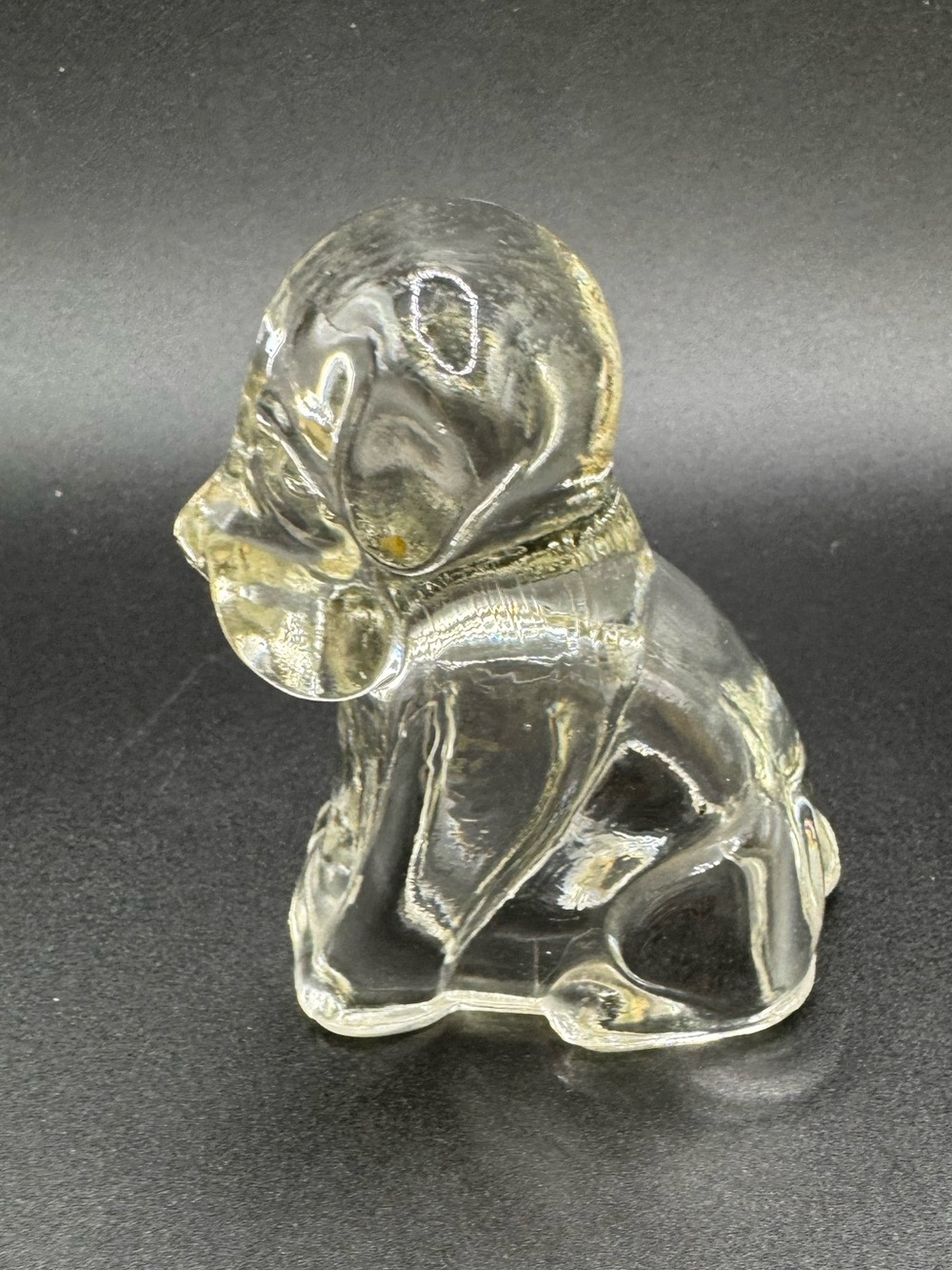 Depression Clear Glass Mopey Puppy Dog Container Federal Vintage 1940s